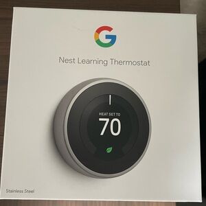 Google Nest Thermostat in Stainless Steel